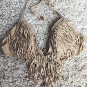 Luli Fama- COSITA BUENA - Gold Fringe Bikini Top